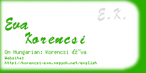 eva korencsi business card